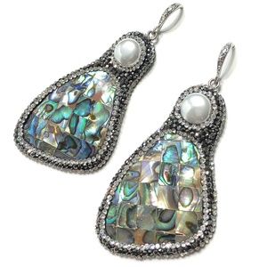 Abalone & pearl paved earrings